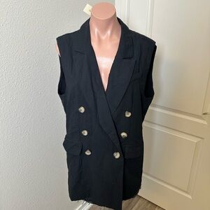 NWT HYFVE Black Blazer Vest Sz L